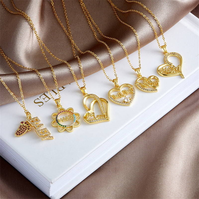 Wholesale Mother's Day Necklace Love Pendant Clavicle Chain Heart Necklace Choker Necklace ACC-NE-Rongc012