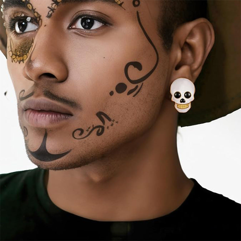 Wholesale  Zinc Alloy  Skull Oil Drop Earrings