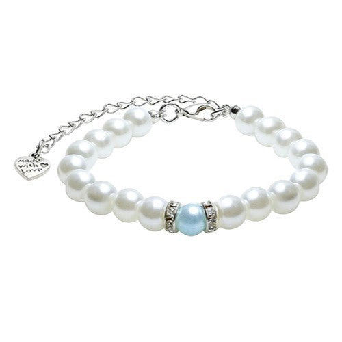 Wholesale Diamond-encrusted pearl bracelet 8mm blue pearl white diamond ring love lettering bracelet