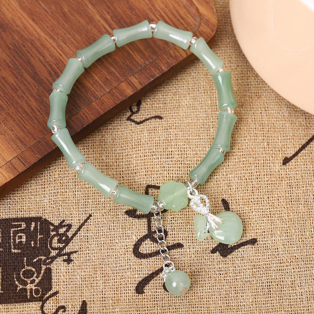 Wholesale Chinese Retro Bamboo Section Bracelet Green Elastic Rope Women S Beaded Jewelry Accessory For Everyday Wear And Gift