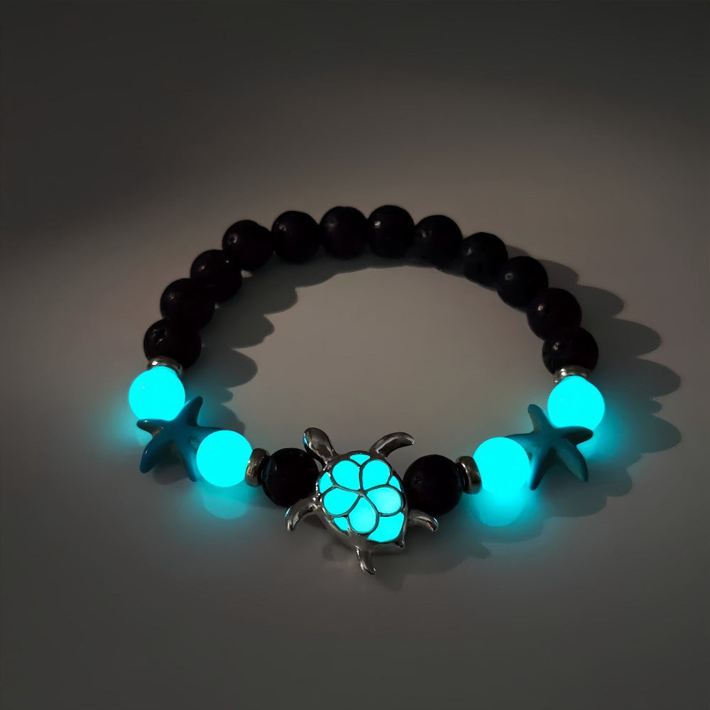 Wholesale Luminous turtle volcanic stone starfish bracelet