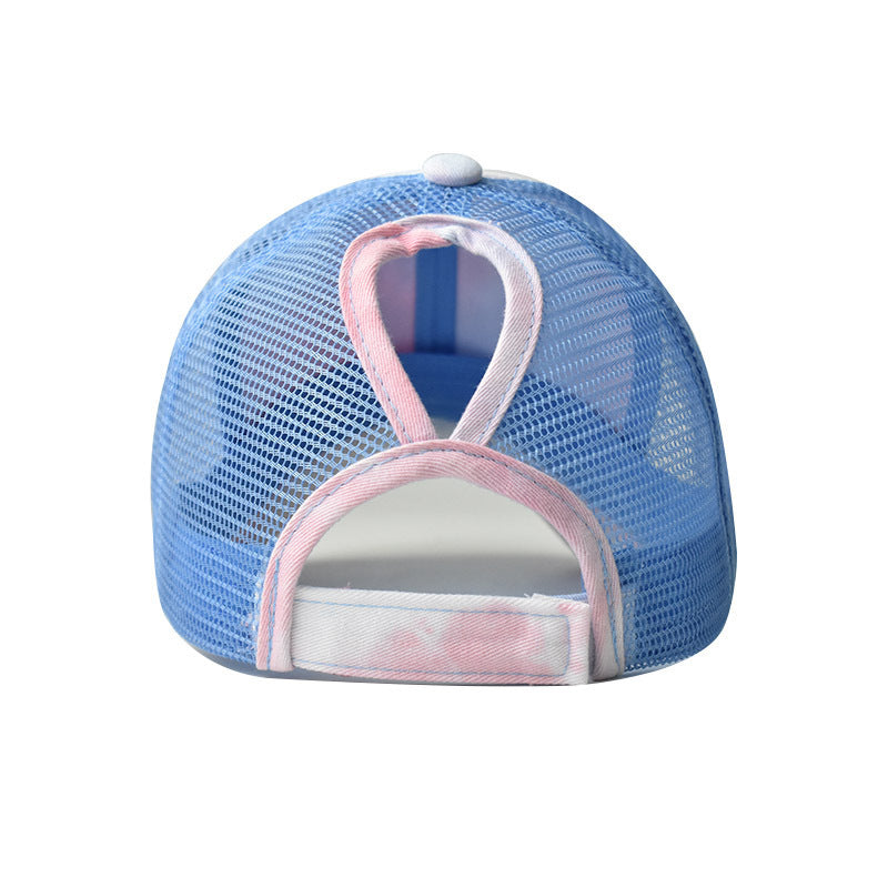 Wholesale Tie Dye Cotton Baseball Cap For Women Adjustable Ponytail Sun Hat Breathable Summer Outdoor