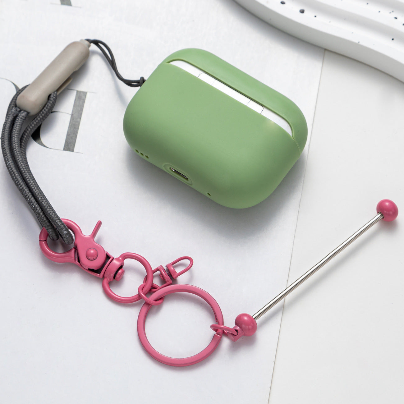 Wholesale Beadable Keychains Gradient Color DIY Beaded Keychains ACC-KC-HuaH009