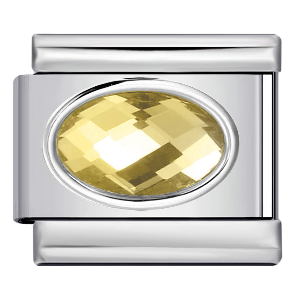 Wholesale Italian Charm Bracelet 9mm DIY Splicing Removable Oval Color Stone Stainless Steel Composable Bracelet