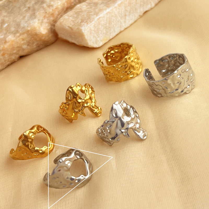 Wholesale Geometric Wide Face Stainless Steel Ring