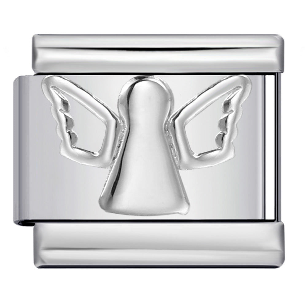 Wholesale Italian modular bracelet titanium steel welded gold-plated oil drip DIY Charms