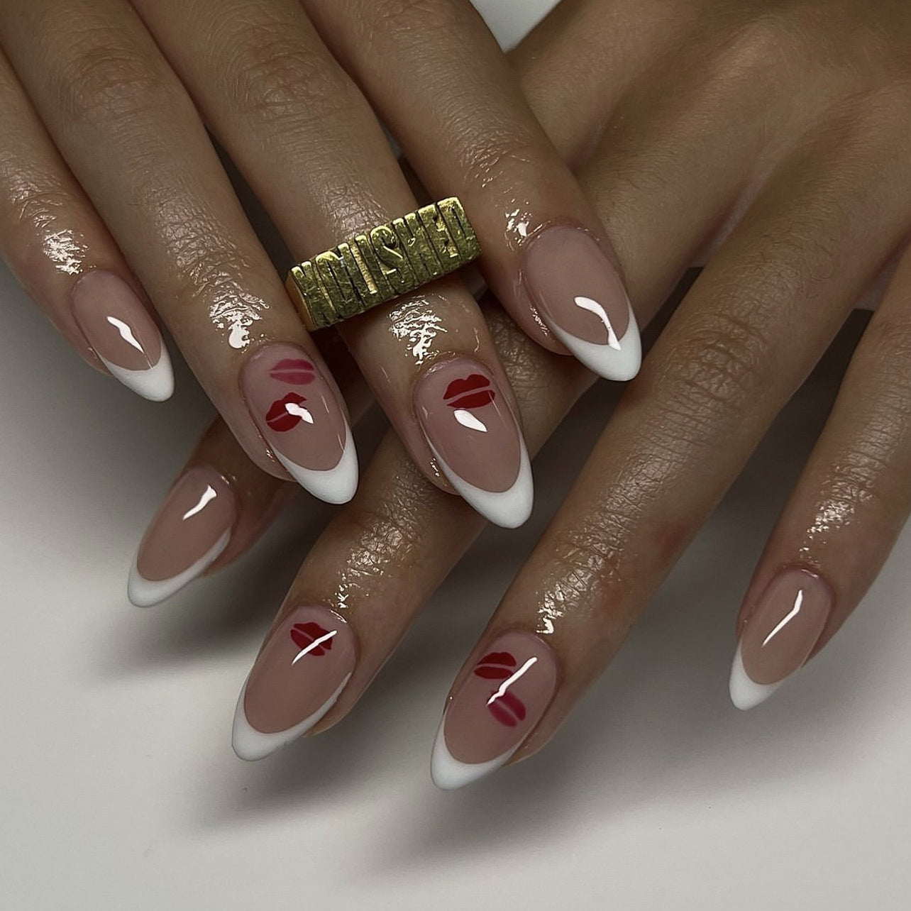 Wholesale 24 Pieces/box Romantic Red Lipstick Nails Kits Nail Stickers ACC-NS-LeFan231