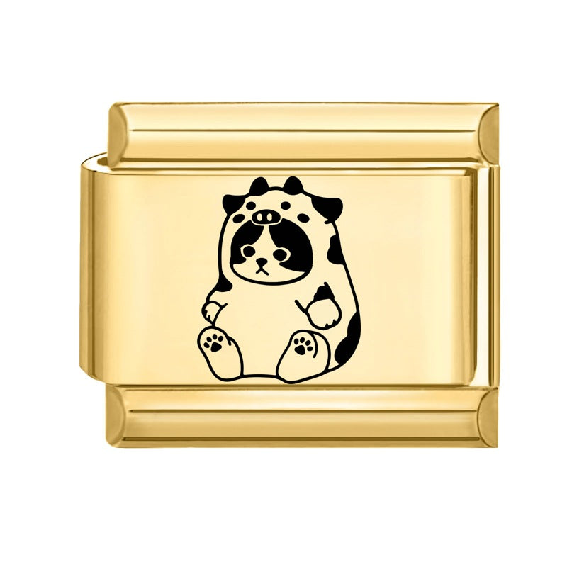 Wholesale Number &  Letter Italian Charms DIY square Single Section Creative Stainless Steel Composable Bracelet