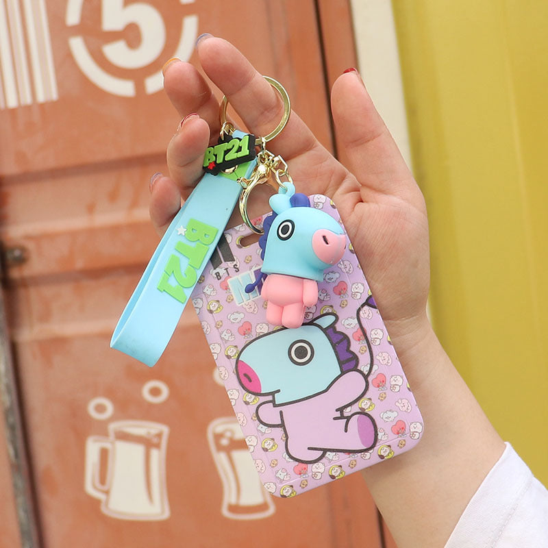Wholesale Cartoon Silicone Card Holder ID Holder Keychain Cute Keychain ACC-KC-HuoFan006