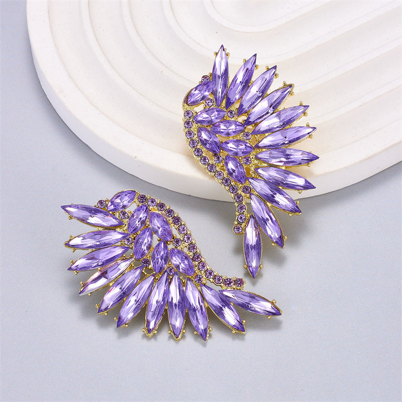 Wholesale Exaggerated Angel Wings Earrings Shiny Alloy Jewelry Accessory for Women