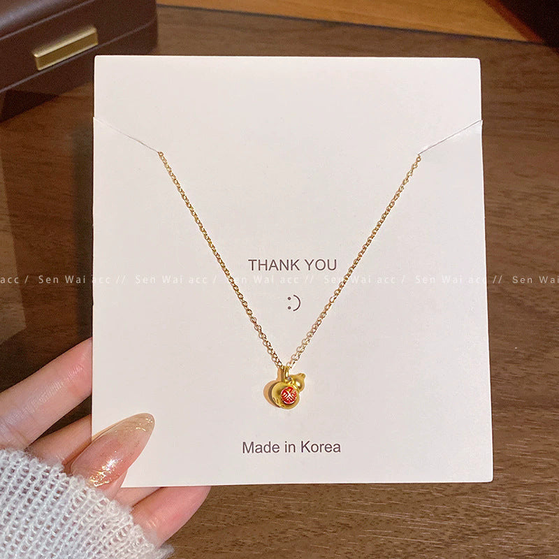 Wholesale Titanium Steel Collarbone Necklace with Zircon and Pearl Pendant