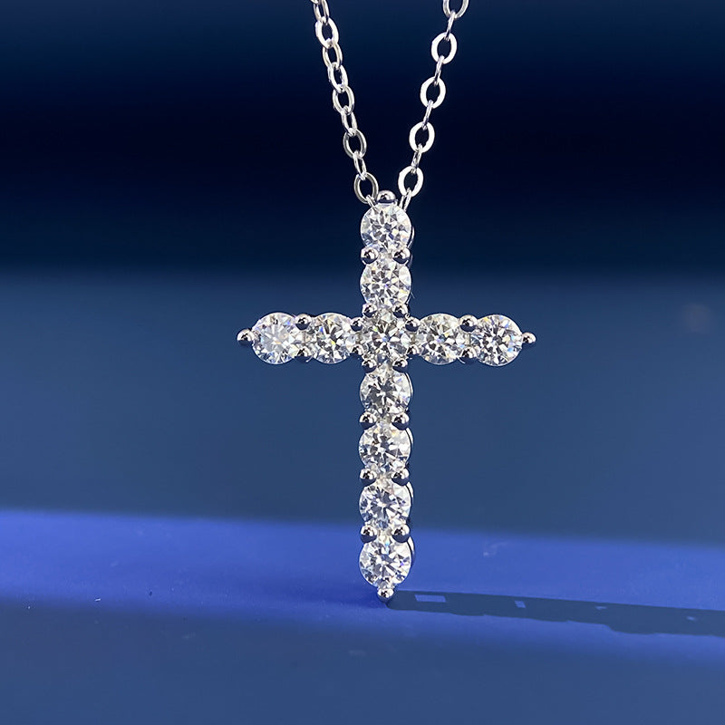 Wholesale Minimalist Cross Necklace 925 Silver Moissanite Pendant Women S Fashion Accessory Boutique Resale
