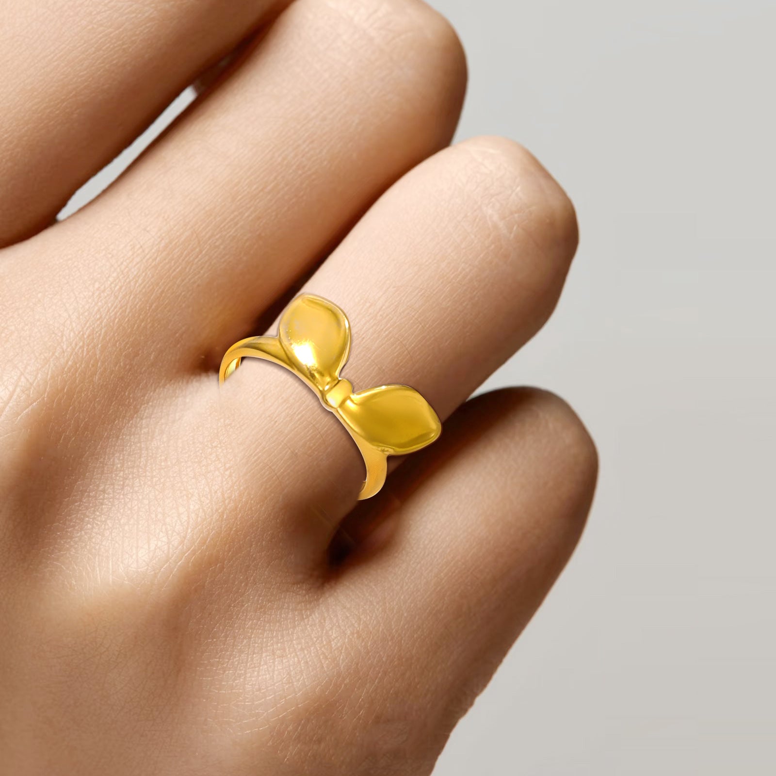 Wholesale Fashion cute rabbit ears ring opening adjustable titanium steel ring