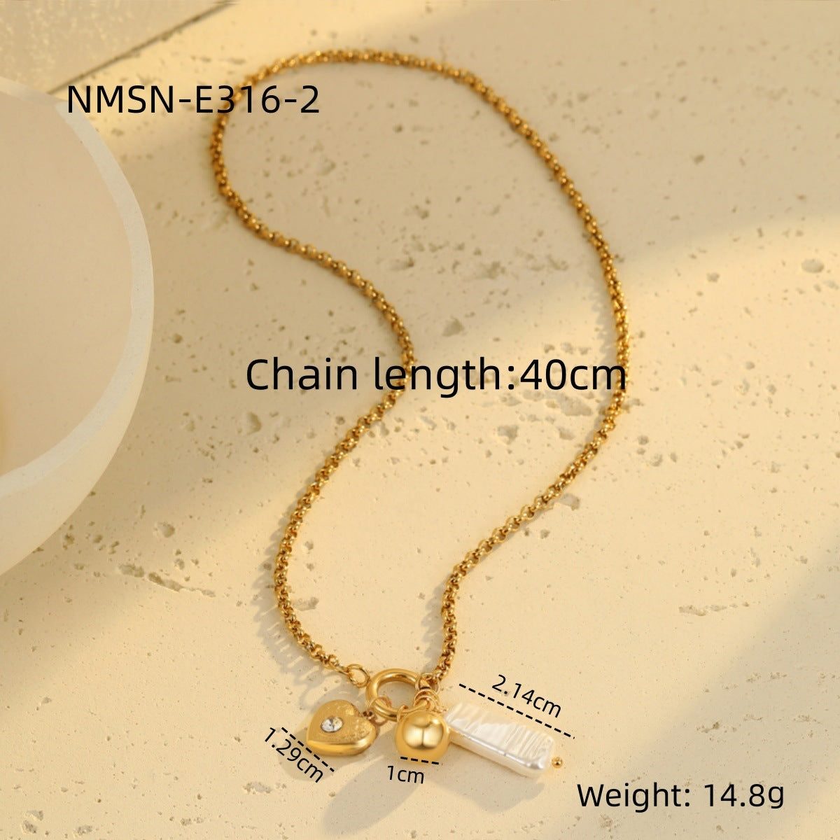 Wholesale Diamond Love Pendant Necklace Light Luxury Stainless Steel Bracelet