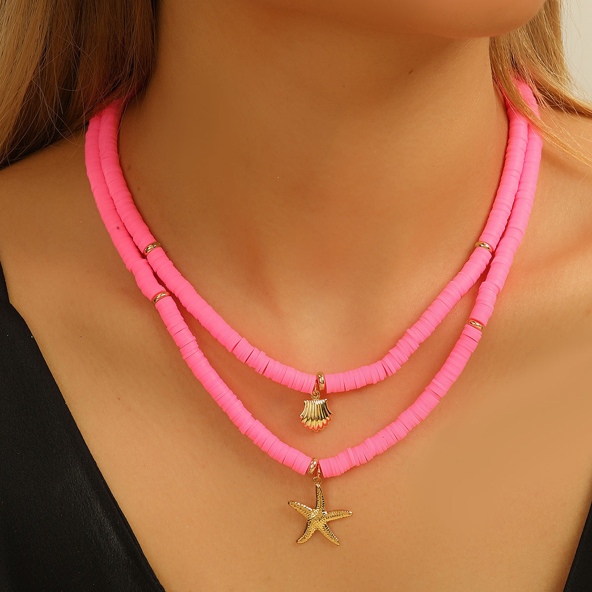 Wholesale Color String Ocean Wind Starfish Shell Dolphin Necklace