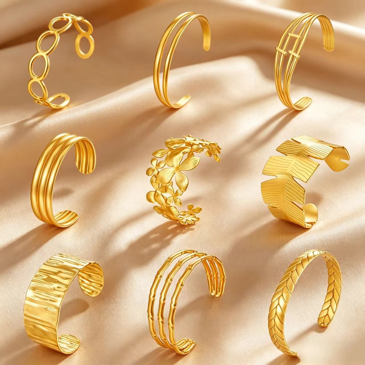 Wholesale Stainless Steel Open C Shape Bangle 18K Gold Plated Fashion Jewelry for Gift Boutique Resale