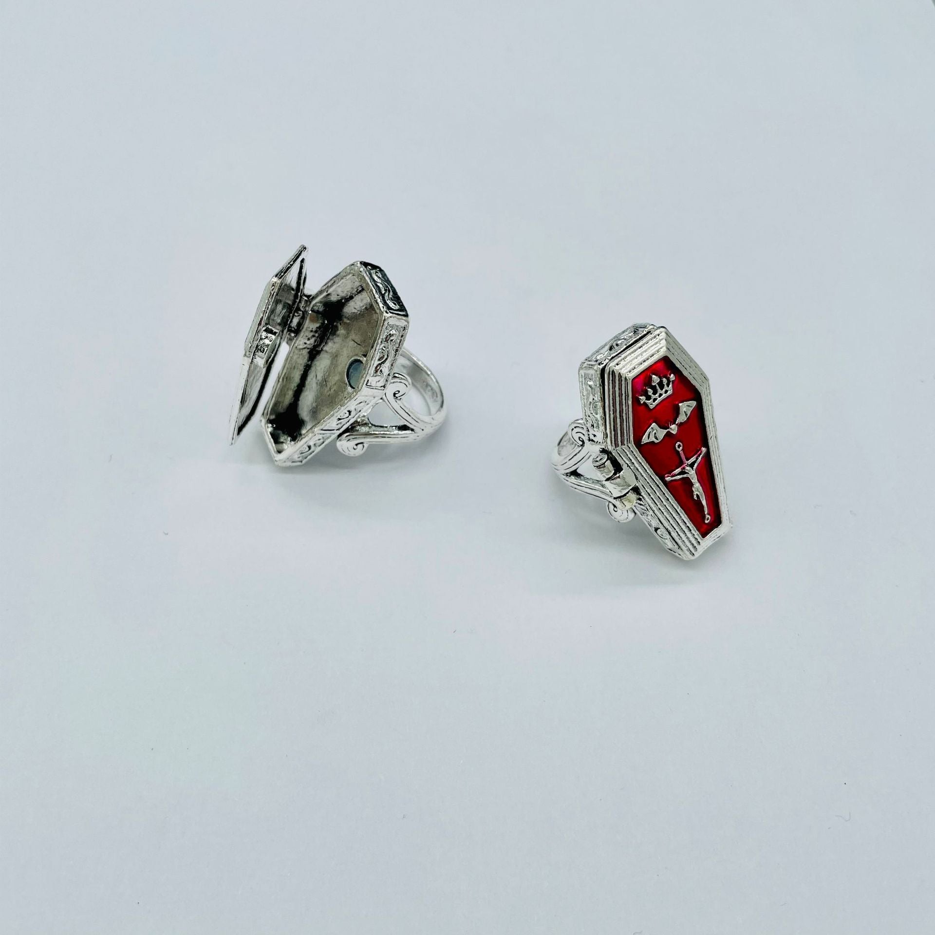 Wholesale Retro Vampire Coffin Gothic Cross Bat Ring