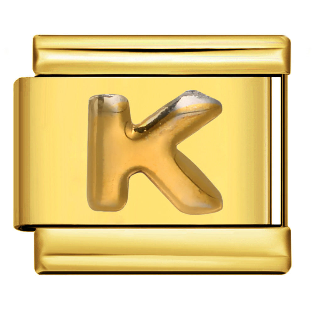 Wholesale Italian Charm Bracelet 9mm DIY Splicing Removable Raised Letters Stainless Steel Composable Bracelet