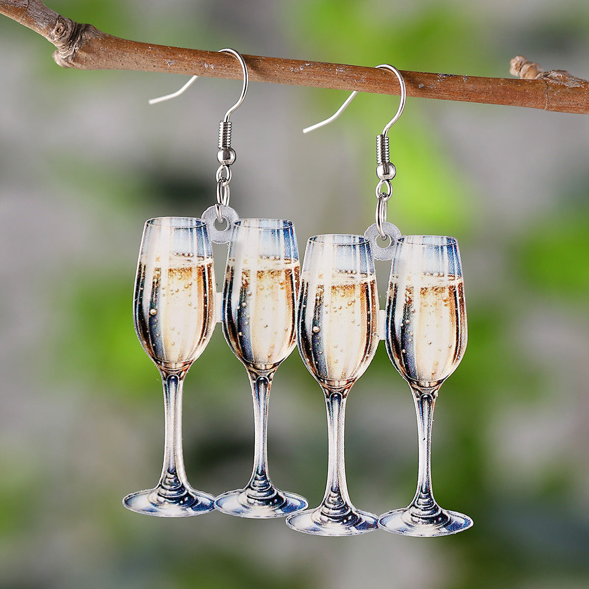 Wholesale Champagne glass drop earrings