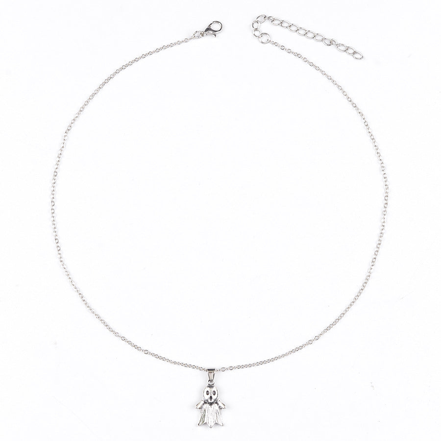 Wholesale  Ghost Pendant Earrings Necklace Set In Gold Zinc Alloy Party Fashion Accessory