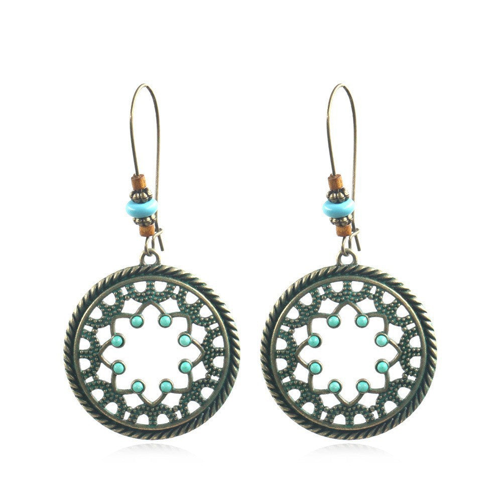 Wholesale Bohemian hippie earrings fashion alloy long exaggerated earrings retro nostalgic female earrings ear jewelry