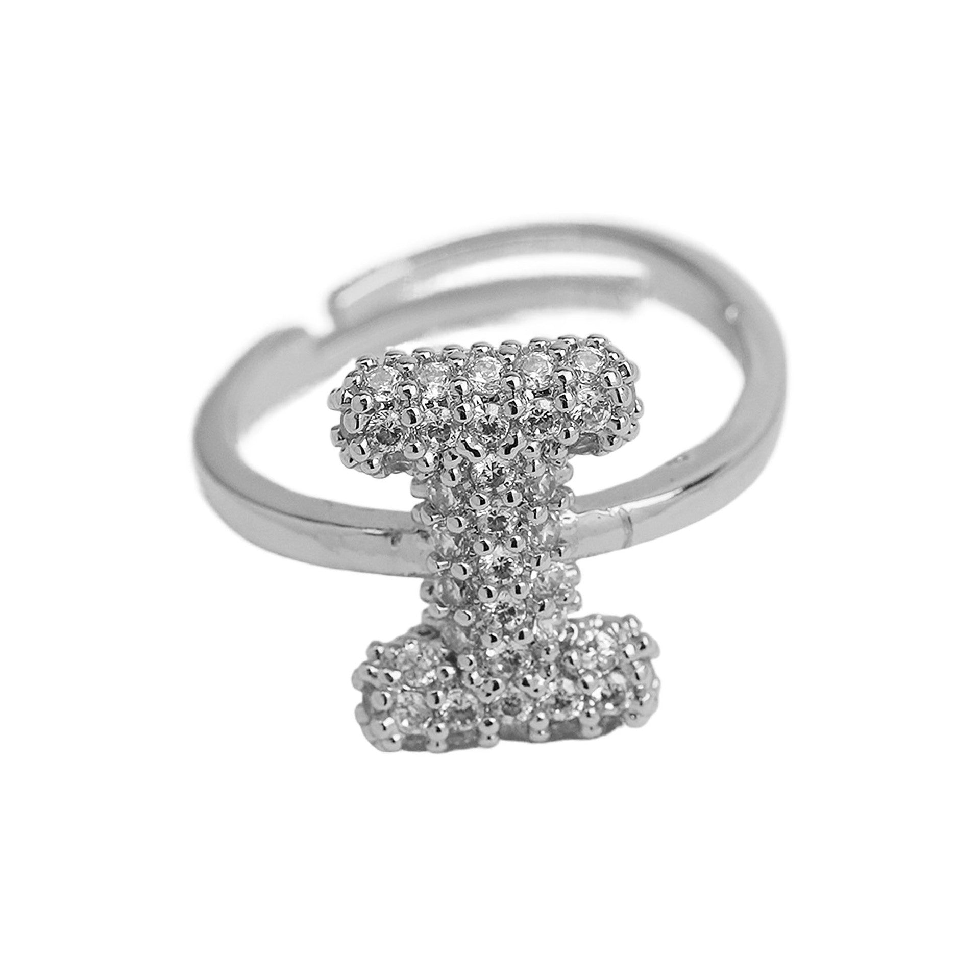 Wholesale  white gold balloon bubble cute 26 English letters open ring