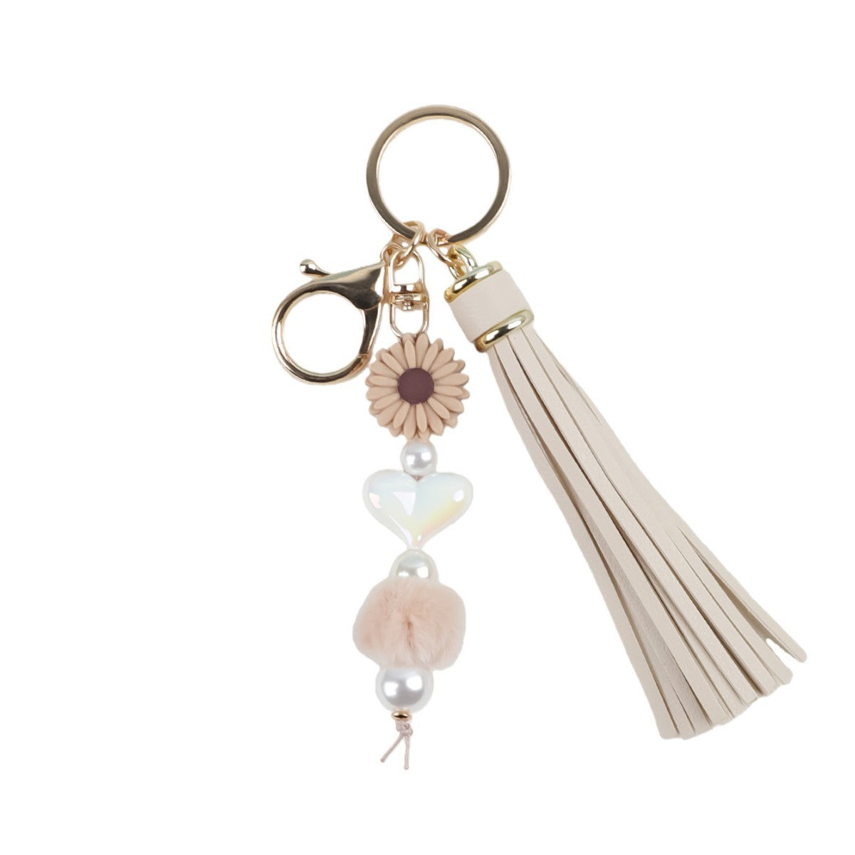Wholesale White Tassel Keychain Bag Charm Acrylic Handmade Fashion Accessory For Graduation Gift
