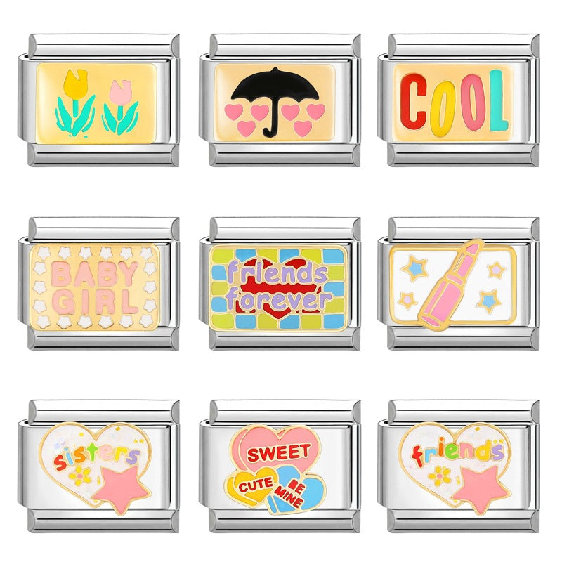 Wholesale Italian Charm Bracelet 9mm DIY Splicing Cartoon Cute Titanium Steel Composable Bracelet