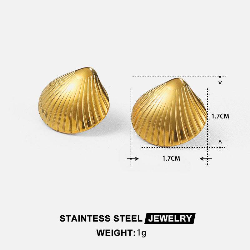 Wholesale Ocean Conch Rhinestone Pearl Earrings Stainless Steel Statement Ear Studs Fashion Accessory
