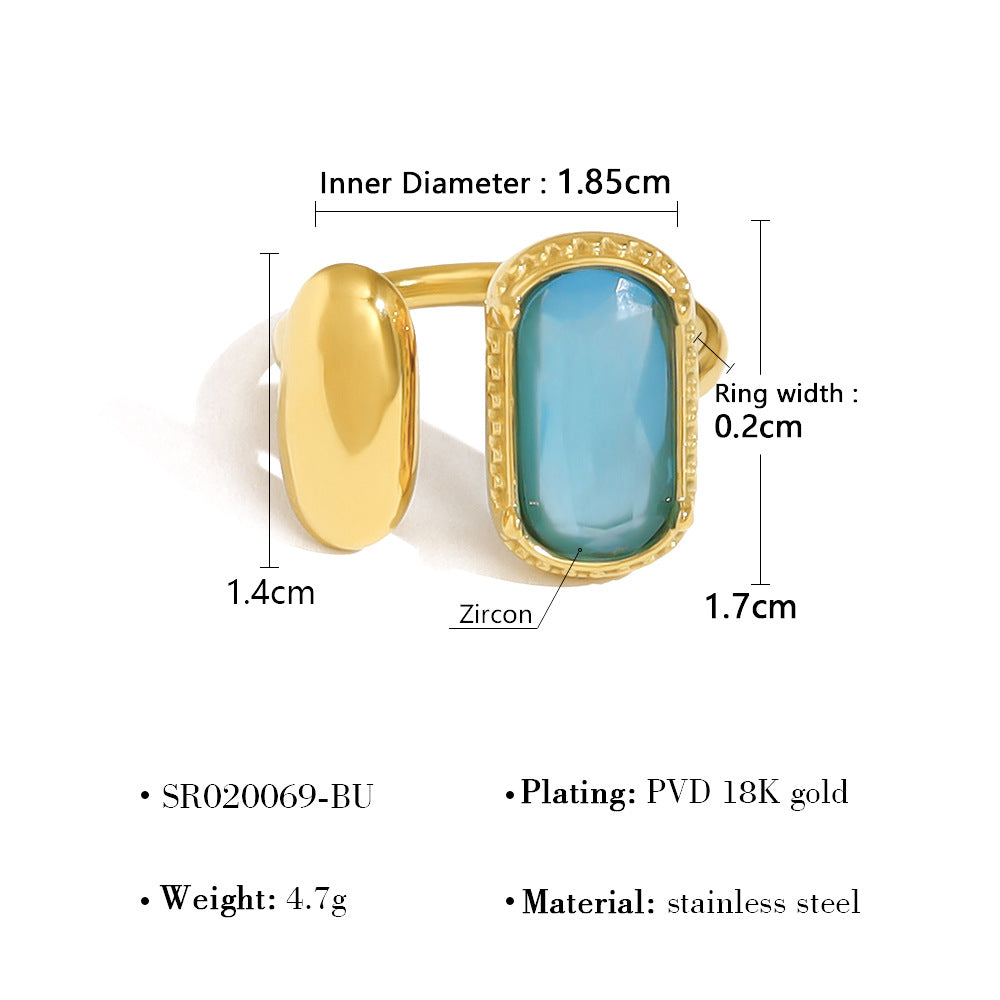 Wholesale  stainless steel glass zirconium exaggerated ring