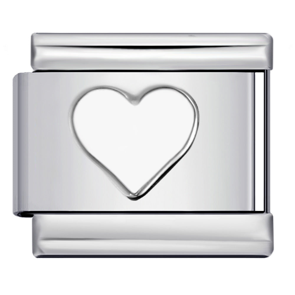 Wholesale DIY Italian Charm Bracelet Stainless Steel Concave Stamp Design Silver Jewelry Accessory for Boutique Resale