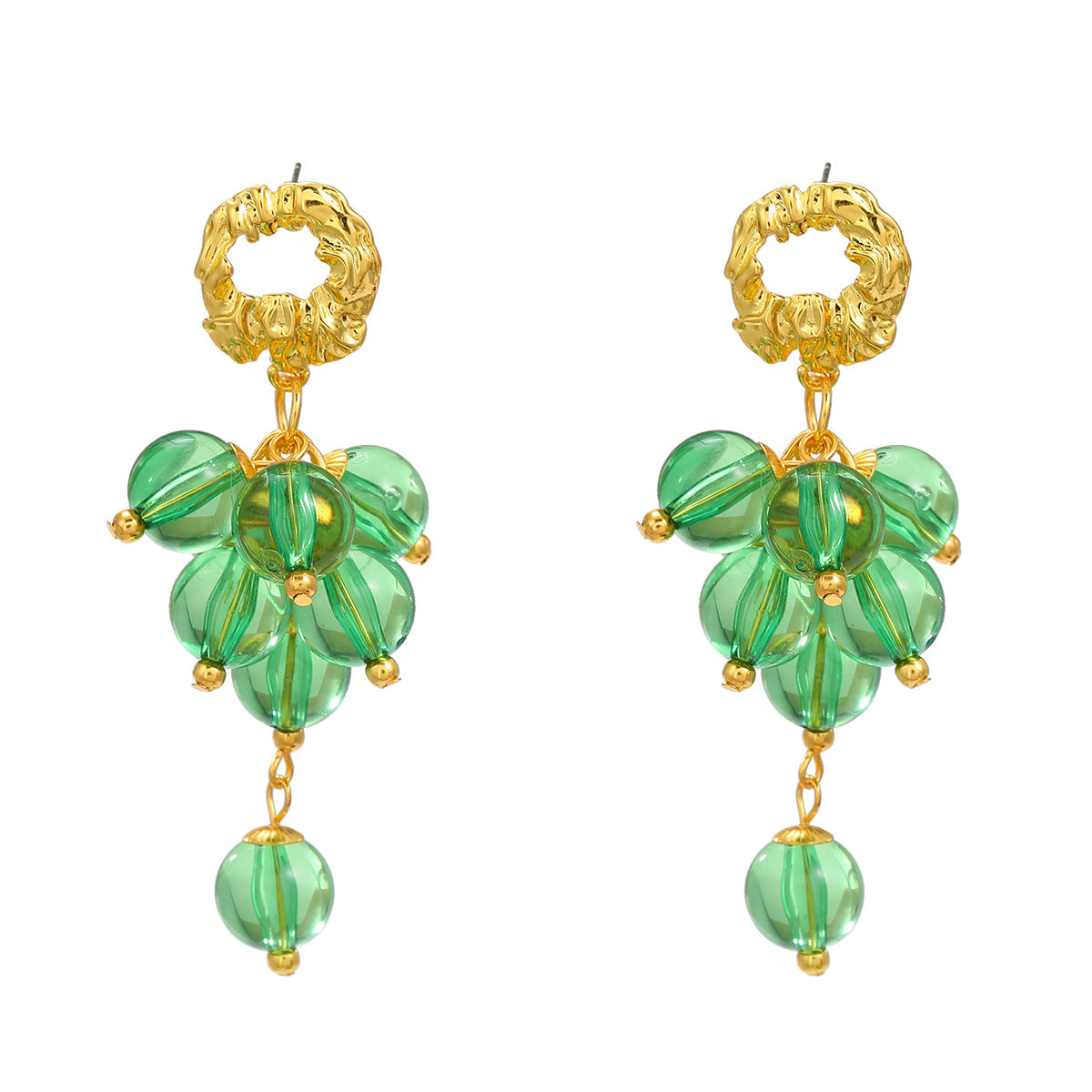 Wholesale multi-layered spherical resin braided floral alloy earrings ACC-ES-JL018
