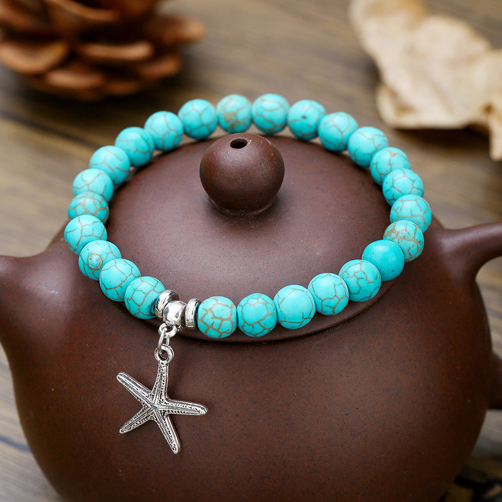Wholesale Bohemian Turquoise Bracelet with Shell &  Sea Life Pendants - Handmade Jewelry Accessory for Resale