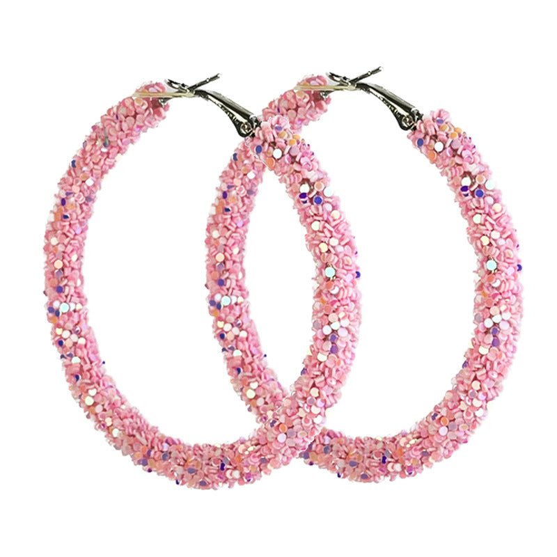 Wholesale 2 Pairs/pack Christmas Candy Color Glitter Big Hoop Earrings ACC-ES-HY175