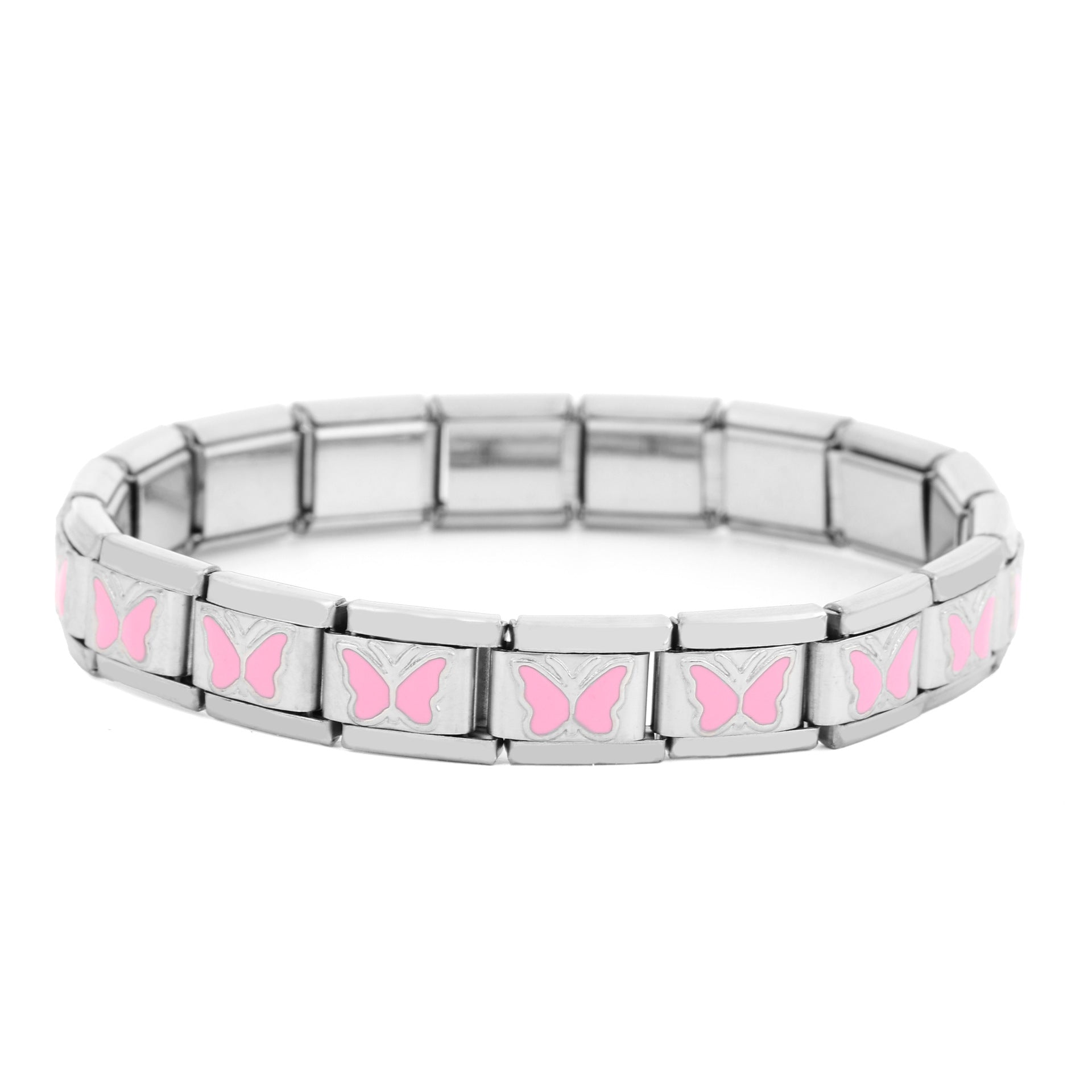 Wholesale Italian Charm Bracelet 9mm DIY Spliced Removable Stainless Steel Pink Composable Bracelet ACC-BT-XY030