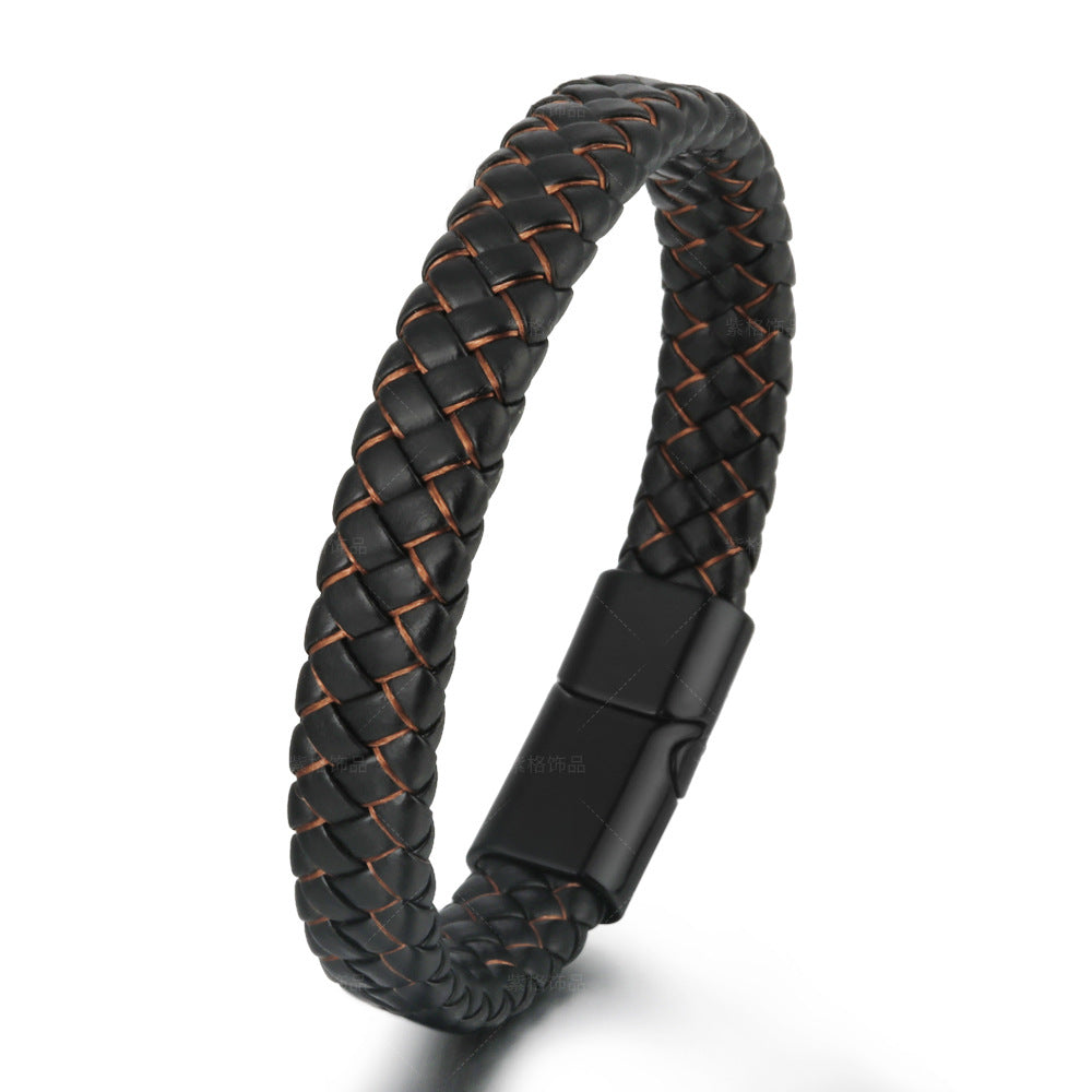 Wholesale Retro Men S Handwoven Leather Wave Bracelet Multi Layer Jewelry Accessory For Everyday Wear And Gift