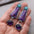 Wholesale Retro  purple charm enamel long earrings