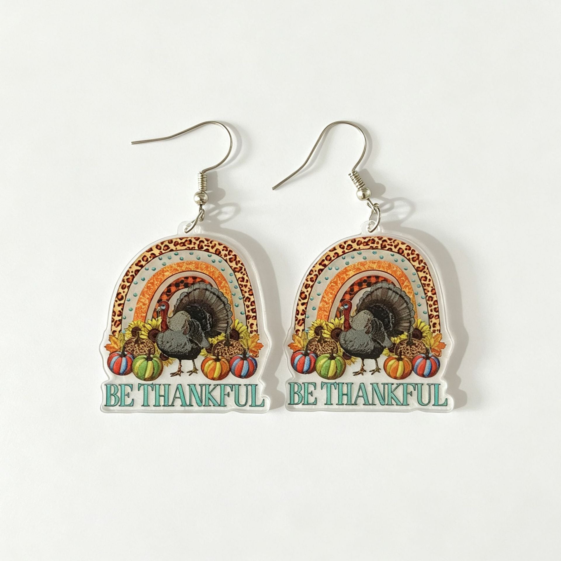 Wholesale Chic Thanksgiving Acrylic Earrings For Women Turkey Pumpkin Letter Design Jewelry Accessory Gift