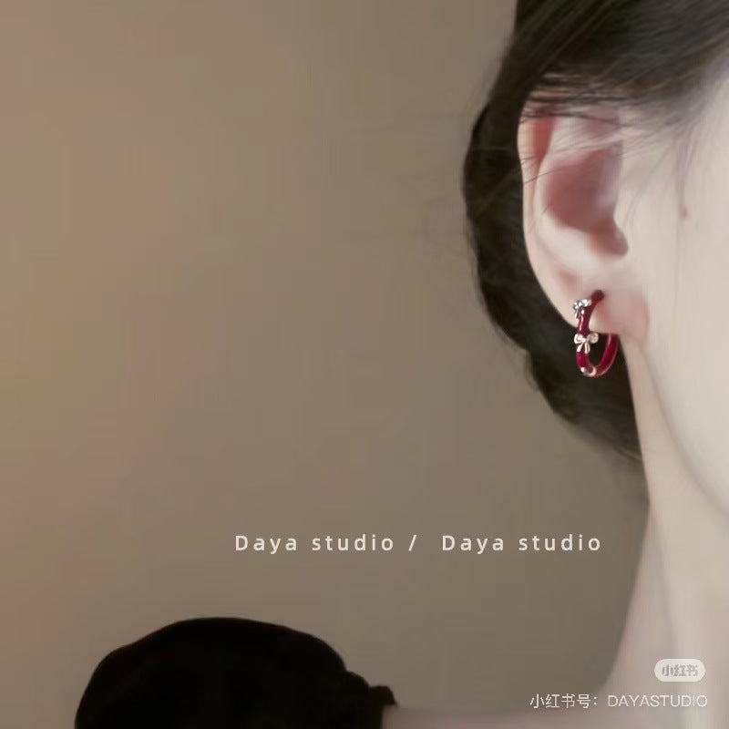 Wholesale Red Bow Ear Buckle Earrings