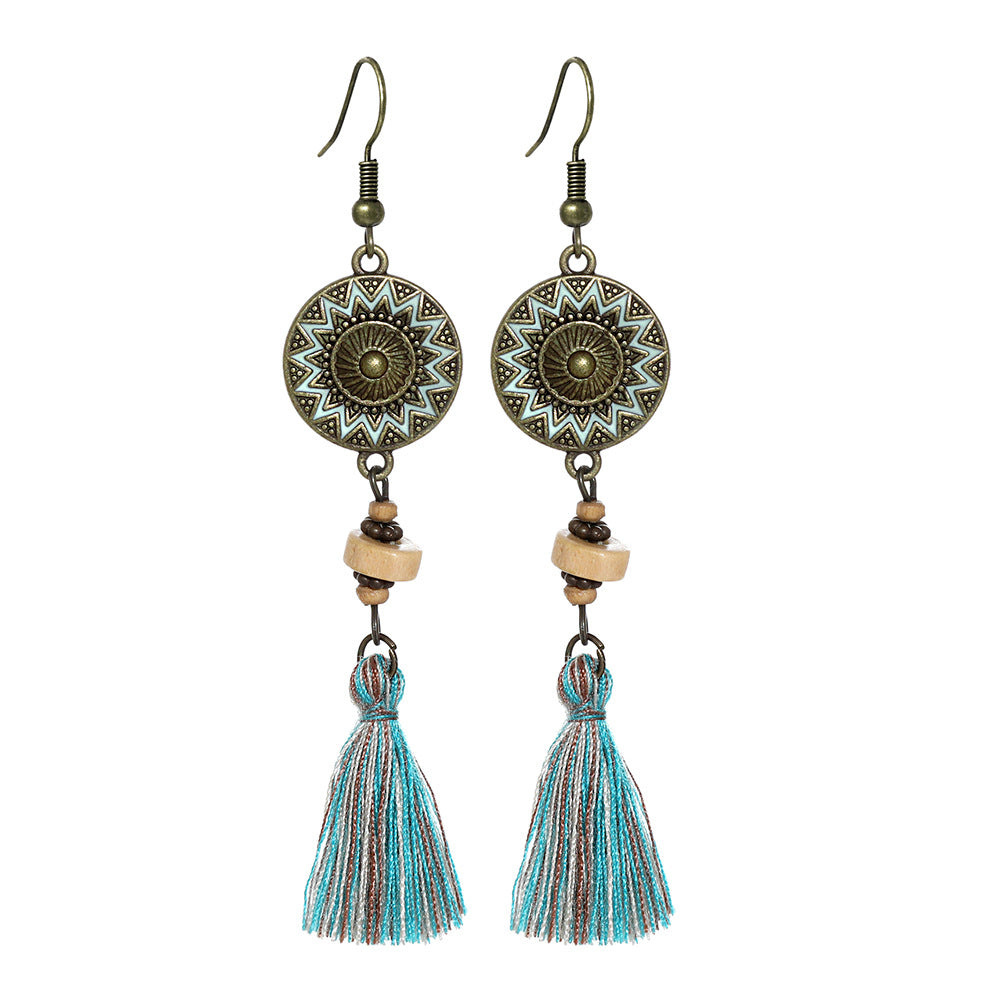 Wholesale Crystal Bohemian Tassel Earrings Vintage Style Women Jewelry Accessory for Everyday Gift