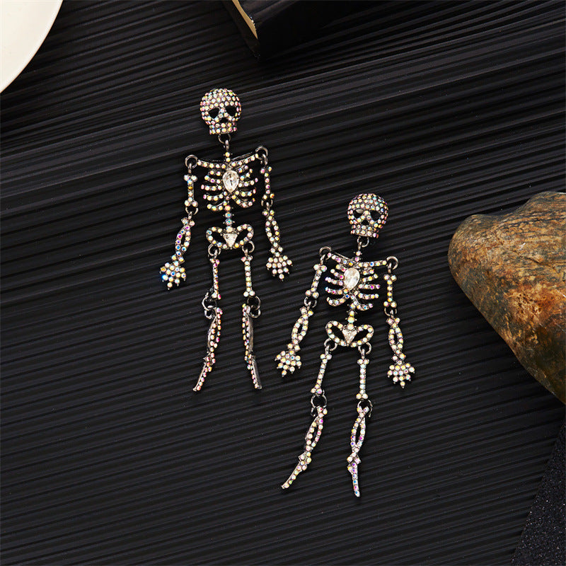 Wholesale  Halloween Series Diamond Skull Earrings