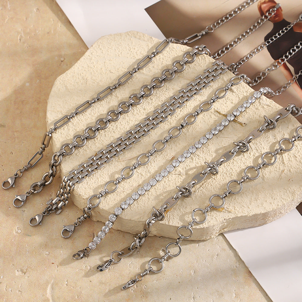 Wholesale Fashion Geometric Rhinestone Stainless Steel Bracelet For Women DIY Jewelry Accessory Travel Souvenir And Gift