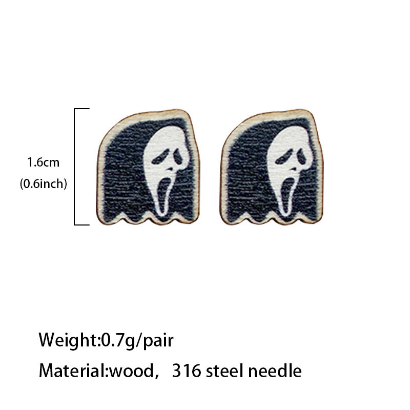 Wholesale Halloween wooden stud earrings