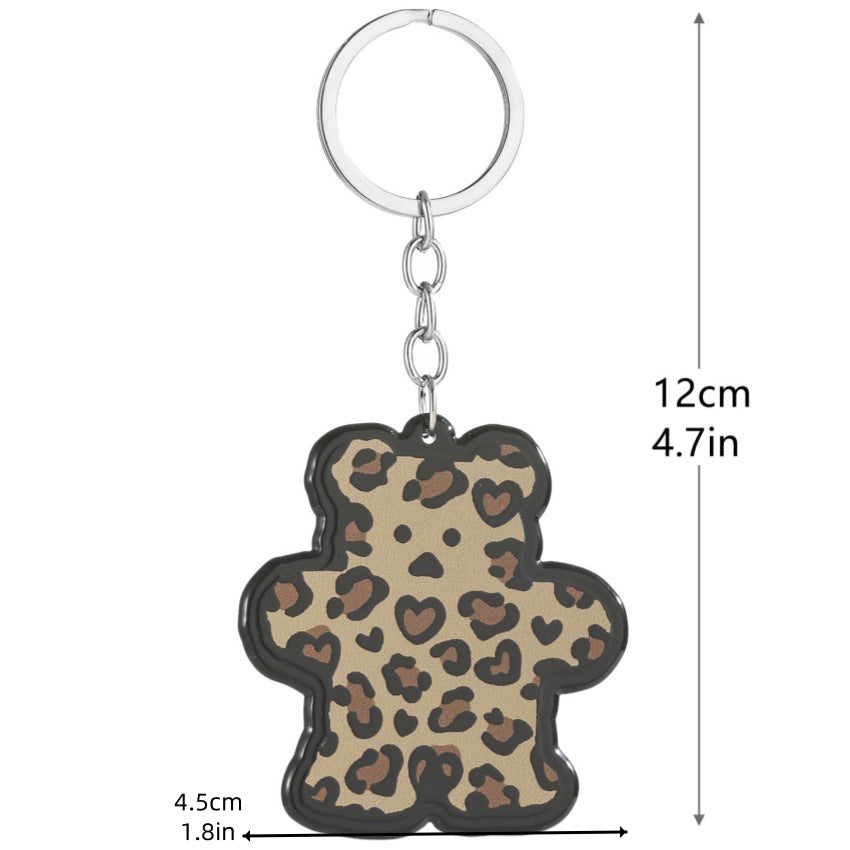 Wholesale Acrylic leopard print bear ice cream keychain
