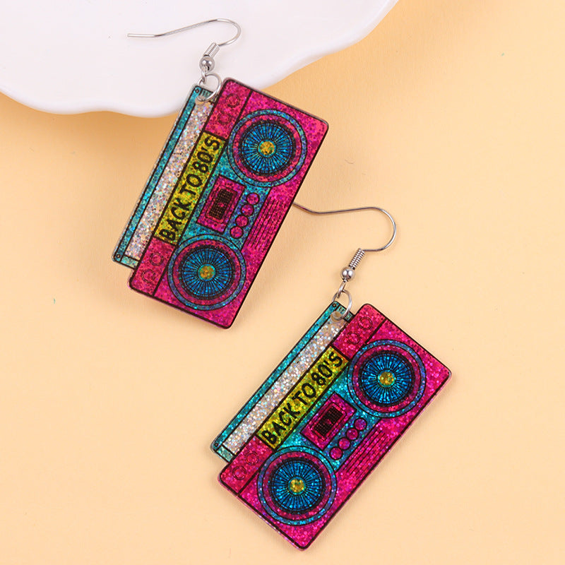 Wholesale  Retro Earrings Colorful Shiny Tape Acrylic Earrings