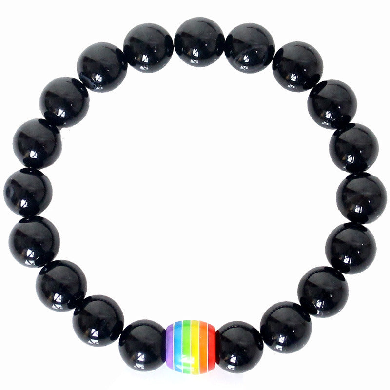 Wholesale LGBT Rainbow Volcanic Stone Beaded Bracelet Hand Made Miyuki ACC-BT-ZhongH022