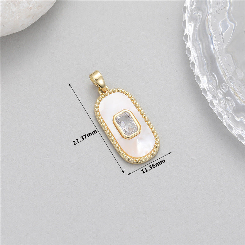 Wholesale Copper Pendant Inlaid with Turquoise Zircon and White Mother-of-Pearl