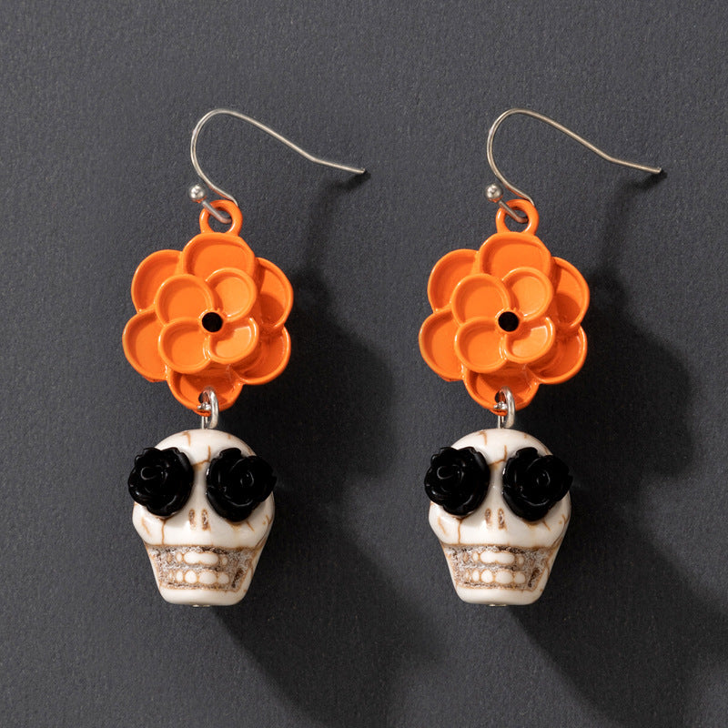 Wholesale   Skull Colorful Rice Beads  Earrings