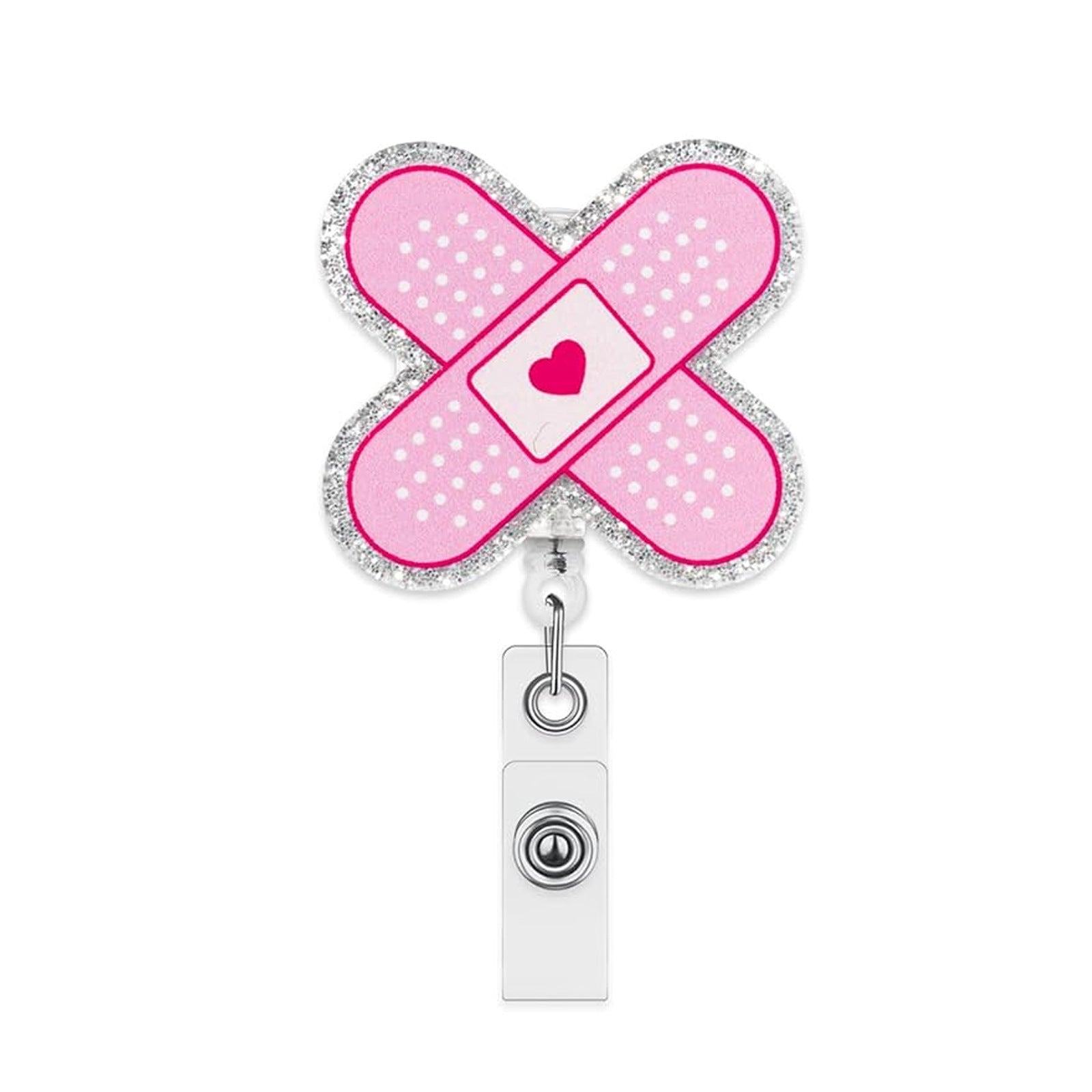 Wholesale Pink Acrylic Retractable Badge Reel for Medical Staff Everyday ID Card Holder