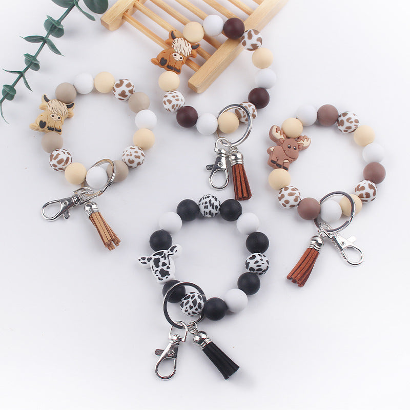 Wholesale Cartoon Bull Head Silicone Beaded Wrist Keychain ACC-KC-GuangTian063